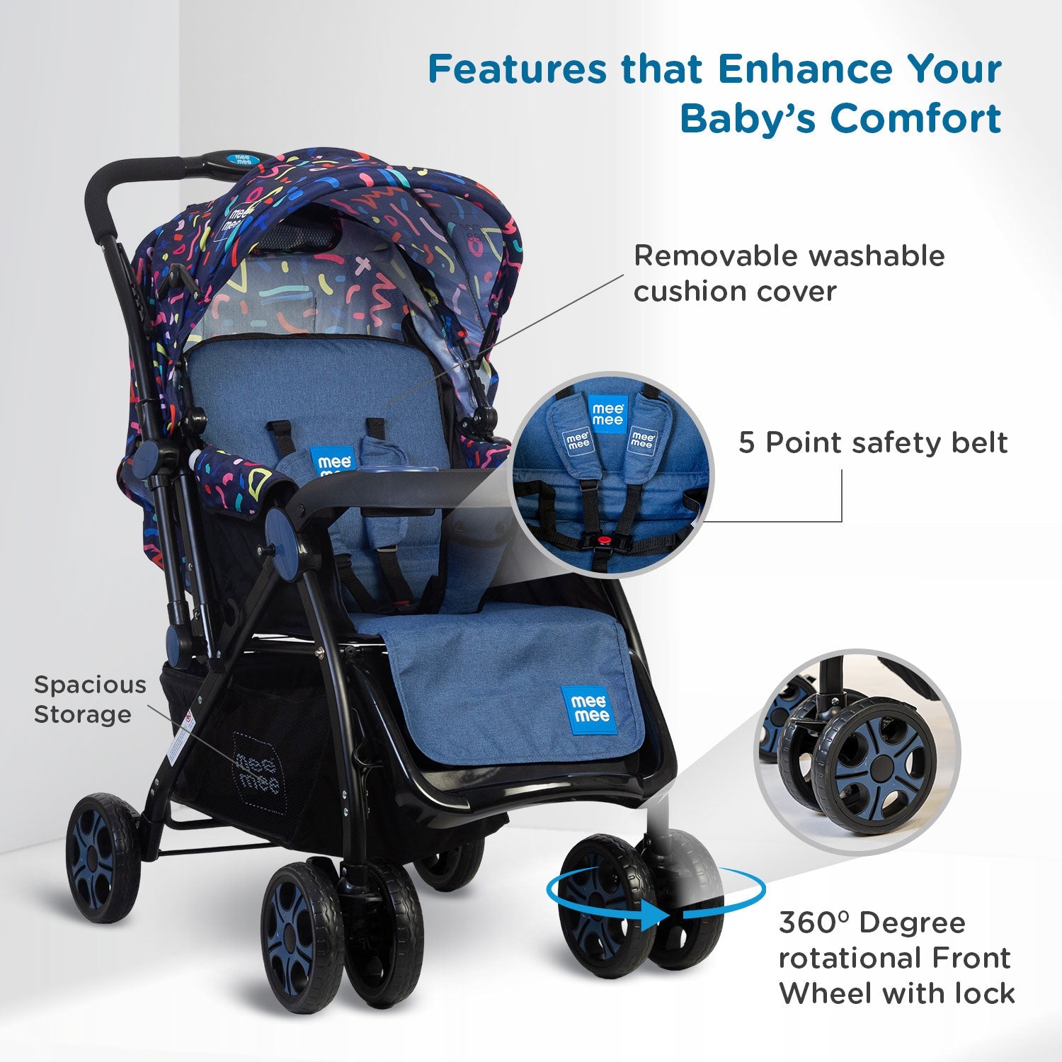 Mee Mee Baby Pram – Safe, Comfortable & Travel-Friendly Stroller for Everyday Use