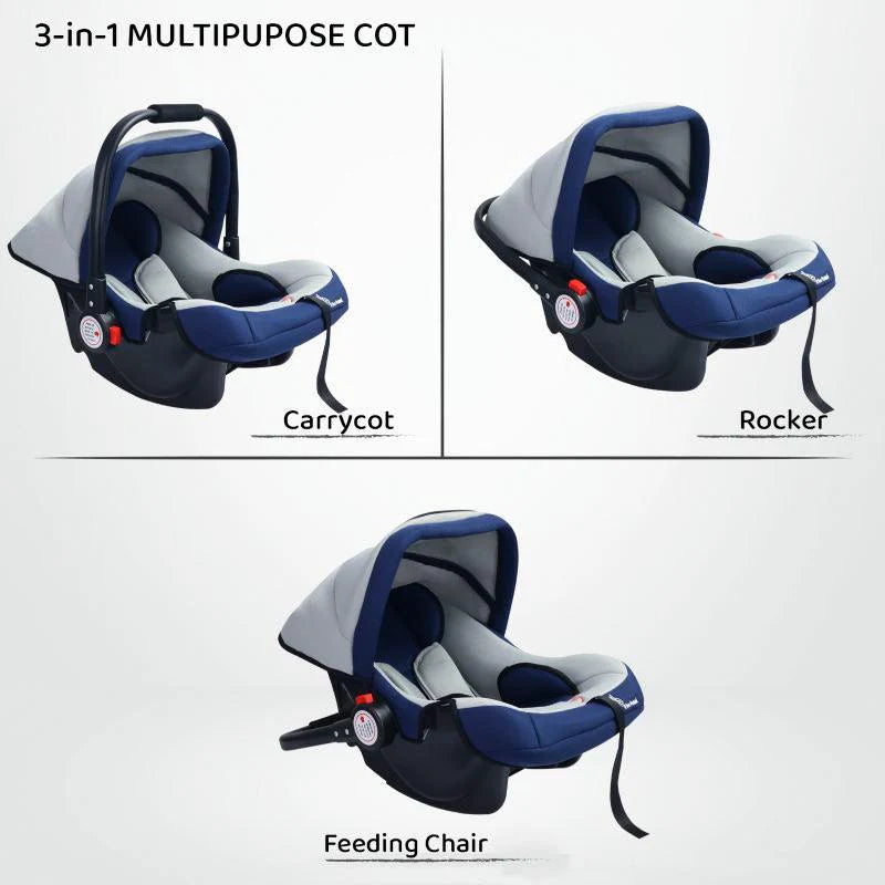 R for Rabbit Cozy 3 in 1 Multipurpose Baby Carry Cot, Rocker, Portable, Removable & Washable Cover, UV Protection Canopy, 0-15 months