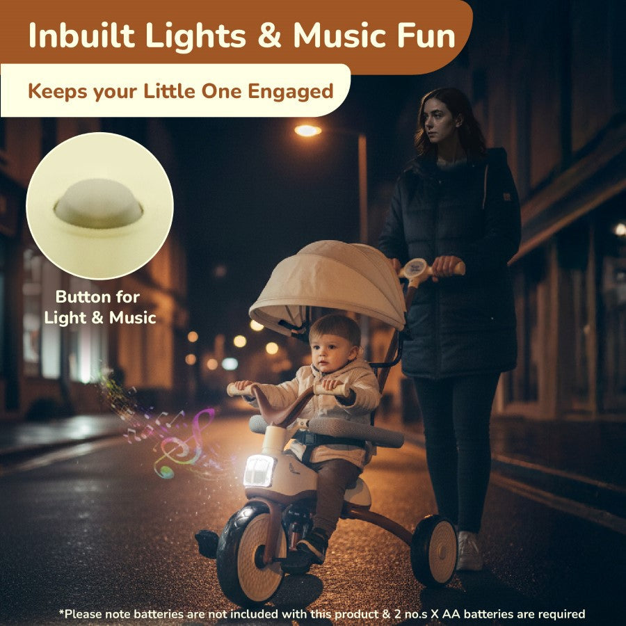 R for Rabbit Tiny Toes Karizma - Luxury 3-in-1 Smart Tricycle for Kids 2 to 5 Years with Music & Canopy