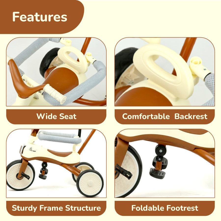 R for Rabbit Tiny Toes Karizma - Luxury 3-in-1 Smart Tricycle for Kids 2 to 5 Years with Music & Canopy