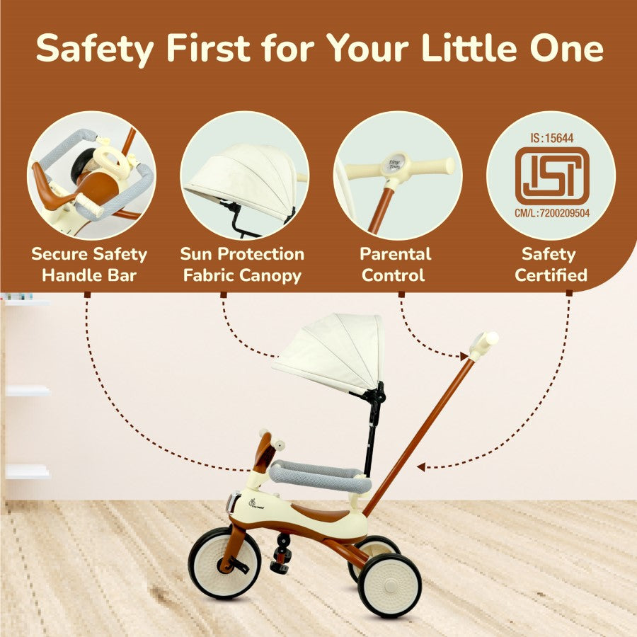 R for Rabbit Tiny Toes Karizma - Luxury 3-in-1 Smart Tricycle for Kids 2 to 5 Years with Music & Canopy