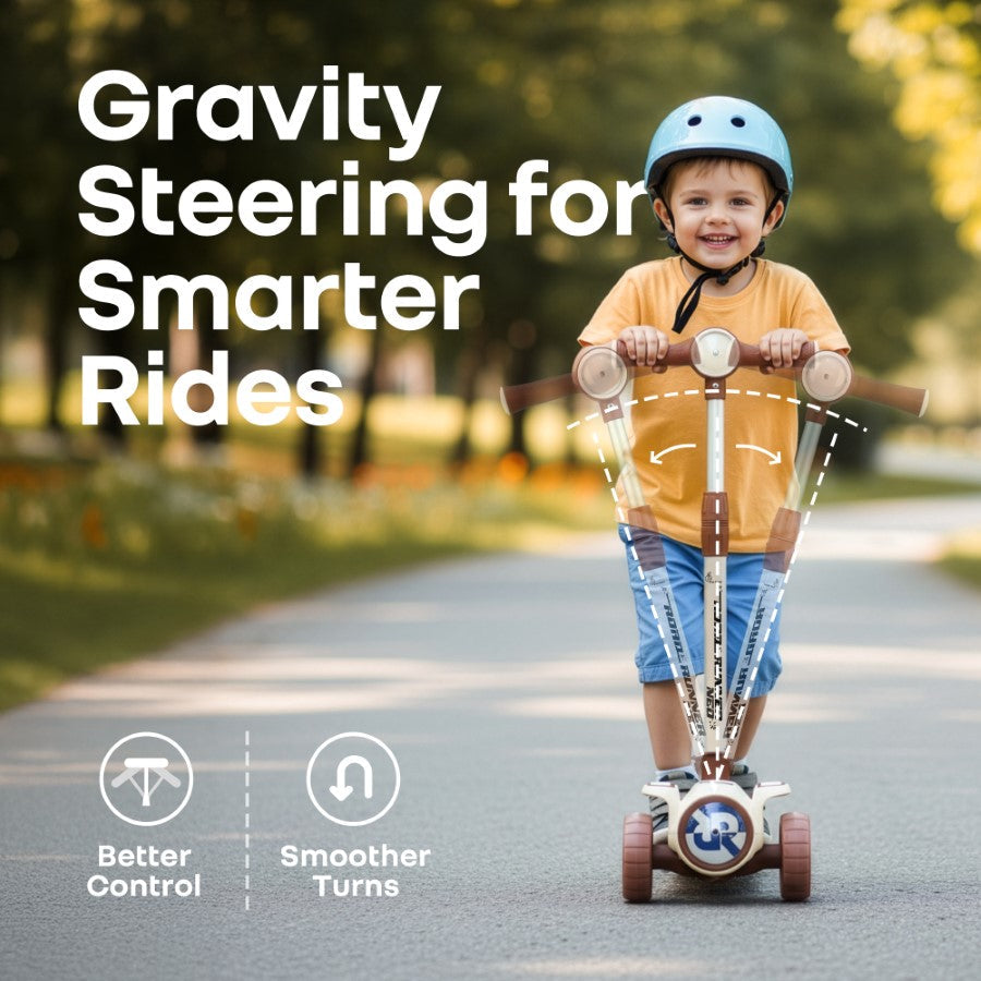 R for Rabbit Road Runner Neo Kids Scooter with LED PU Wheels, Music, Gravity Steering, 4-Level Height Adjustment & BIS Certified Safety (3+ Years)