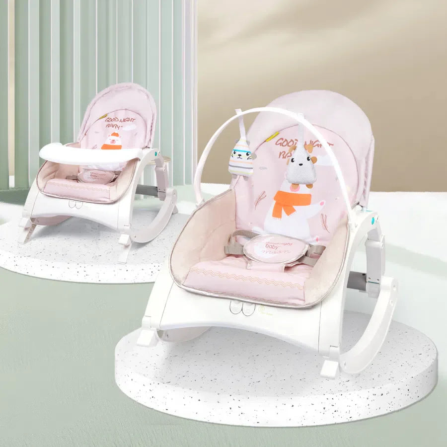 R for Rabbit 3 in 1 Rock N Play Rocker - Adjustable Backrest Recline, Detachable Toy Bar, Soothing Music & Vibration, Adjustable backrest, 0+ Months