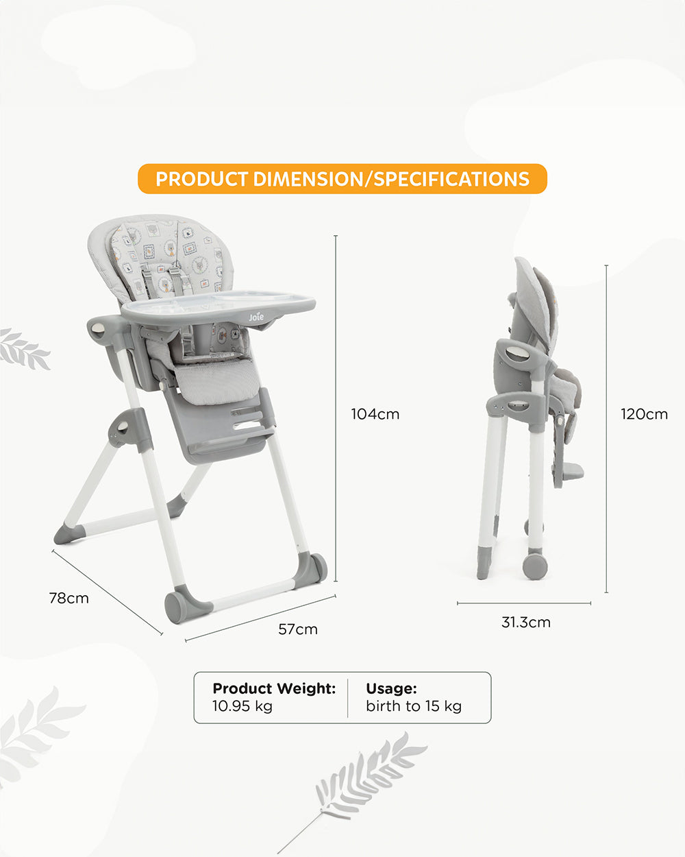 Joie Multiply 6in1 Baby High Chair-5 Level Height Adjustments With 3 Position Adjustable Tray-Convertible To Booster Seat & Mini Table-For 0 to 6Y (Upto 27Kg)-Walnunt Wood