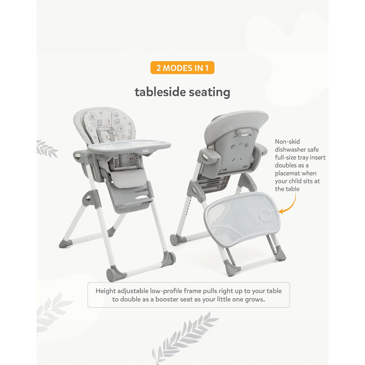 Joie Mimzy Recline High Chair-5 Position Recline-7 Height Positions-Upto 15 Kg-Logan