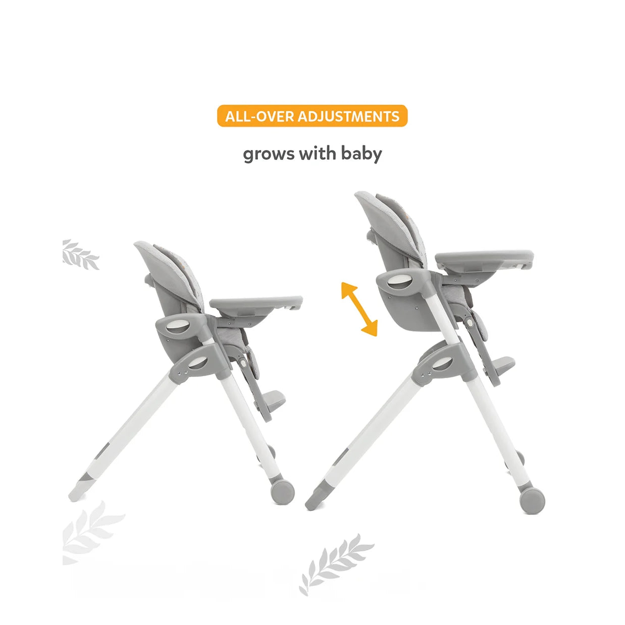Joie Mimzy Recline High Chair-5 Position Recline-7 Height Positions-Upto 15 Kg-Logan