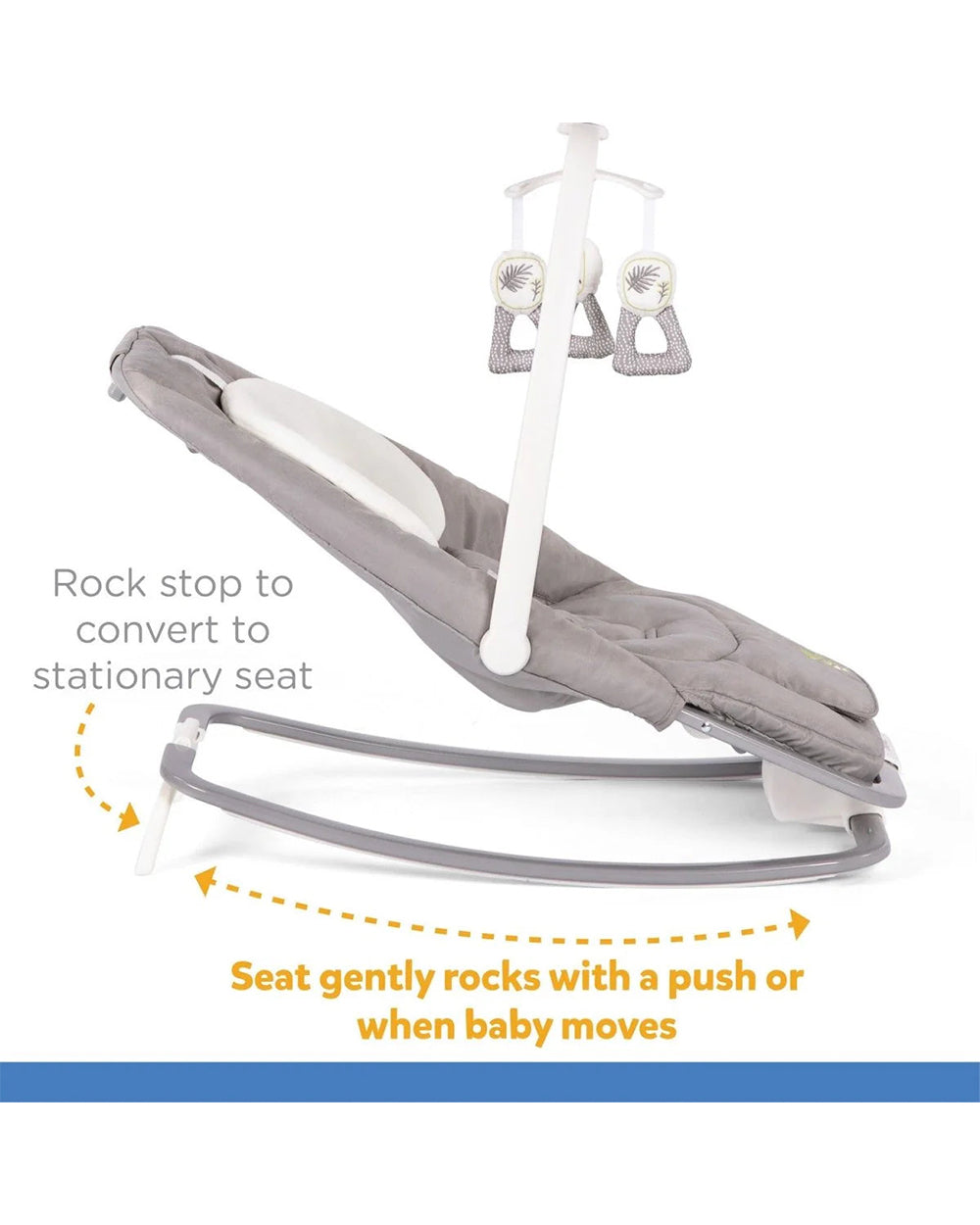 Joie Dreamer Rocker & Bouncer-3 Position Reclining Seat-2 Position Adjustable Leg Rest-With Removable & Rotating Toy Bar-Battery Operated-2 Years Warranty-Upto 9 Kg-In The Rain