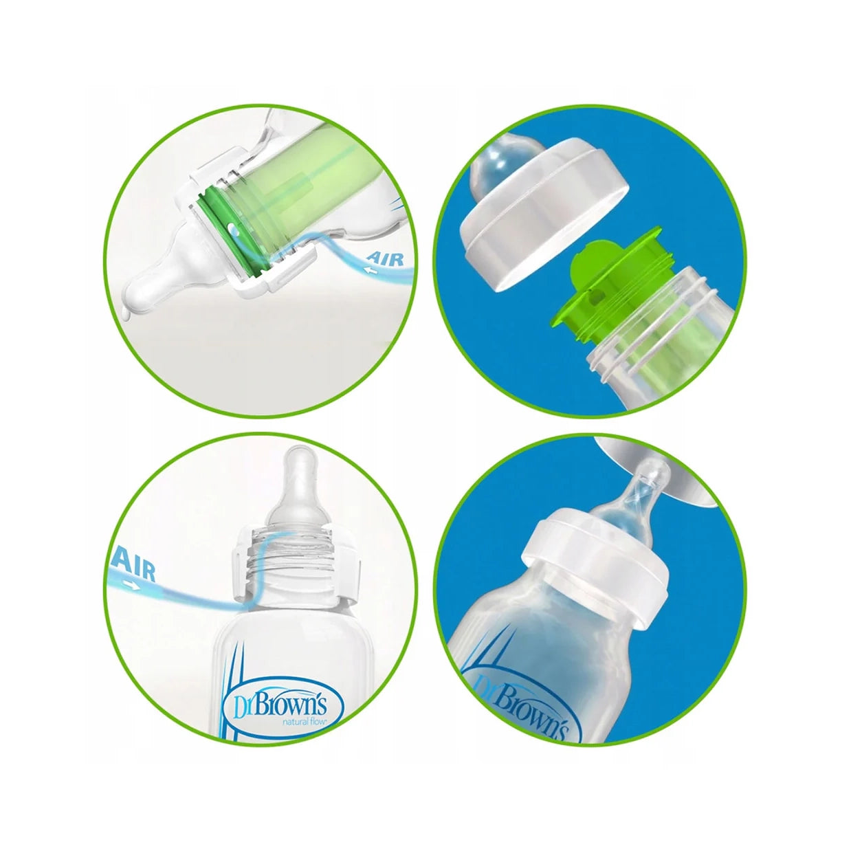 Dr. Brown's Options+ Narrow Neck Feeding Bottle-Anti Colic-250 ml-Blue-0 to 3M