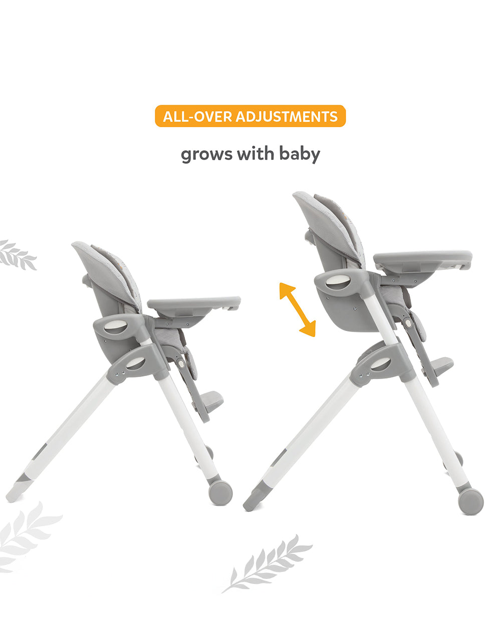 Joie Mimzy Snacker Baby High Chair-One Hand Quick Compact Fold-Streamlined Design-6M to 3Y (Upto 15Kg)-Portrait