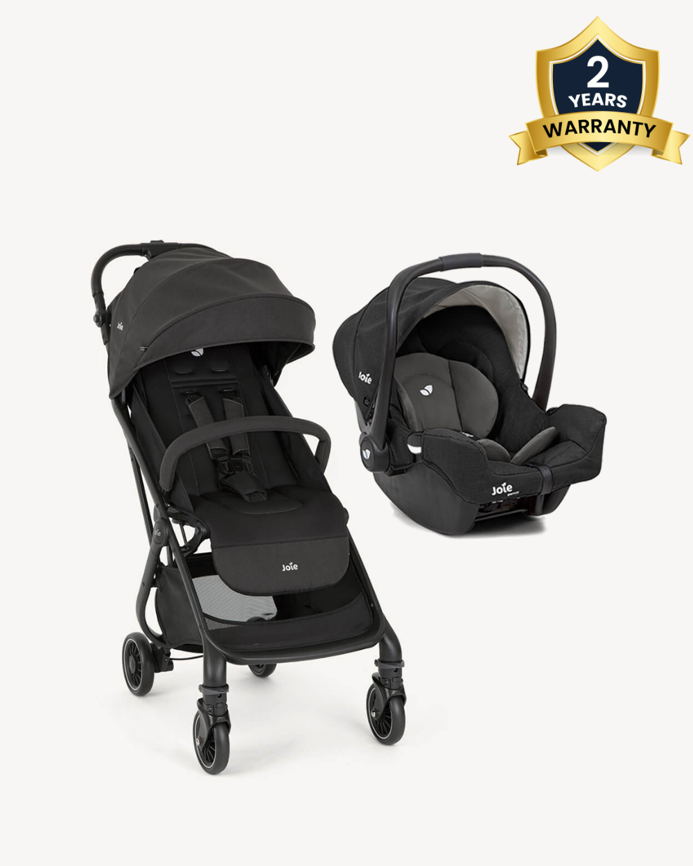 Joie Tourist Lightweight Baby Stroller and Gemm Car Seat Travel System-Stroller Features (Adjustable Handle Height, One Hand Fold, Upto 15 Kg)-Car Seat Features (Airline Certified, Side Impact Protection, Upto 13 Kg)-Shale