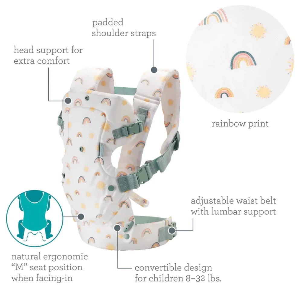 Infantino Flip 4-in-1 Convertible Baby Carrier-With 4 Carrying Positions-Head Support For Extra Comfort-Adjustable Waist Belt-For 0 to 3Y ( 3.5 to 14 Kg)-Grey