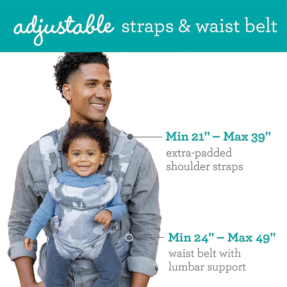 Infantino Flip 4-in-1 Convertible Baby Carrier-With 4 Carrying Positions-Head Support For Extra Comfort-Adjustable Waist Belt-For 0 to 3Y ( 3.5 to 14 Kg)-Grey