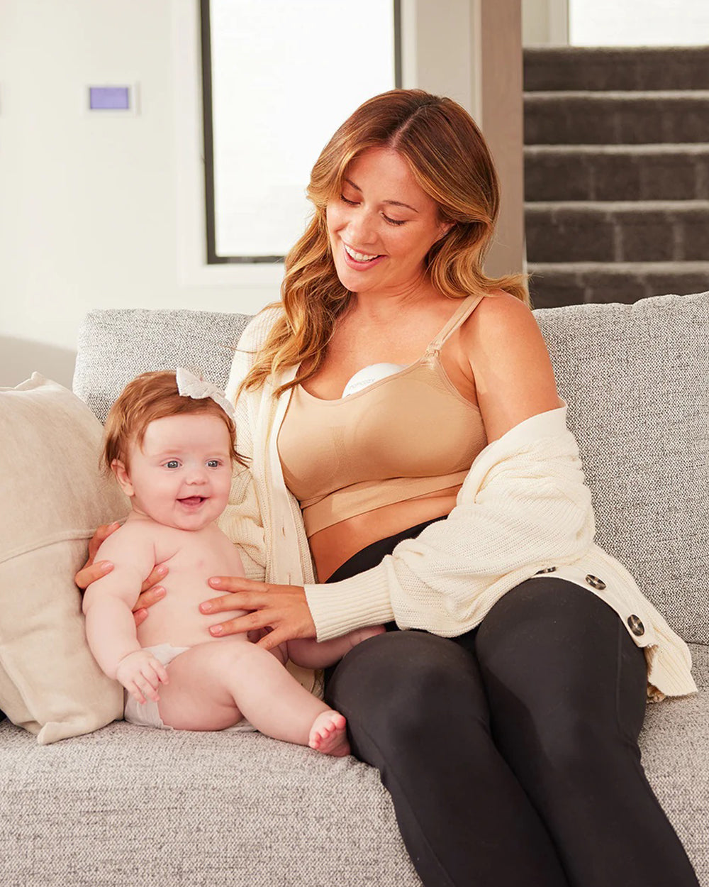 Momcozy All in One M5 Wearable Single Electric Breast Pump-Silicone-Flange Size-24mm-For painless pump-Portable-3 Modes & 9 Levels-1 Year Warranty-Quill Grey