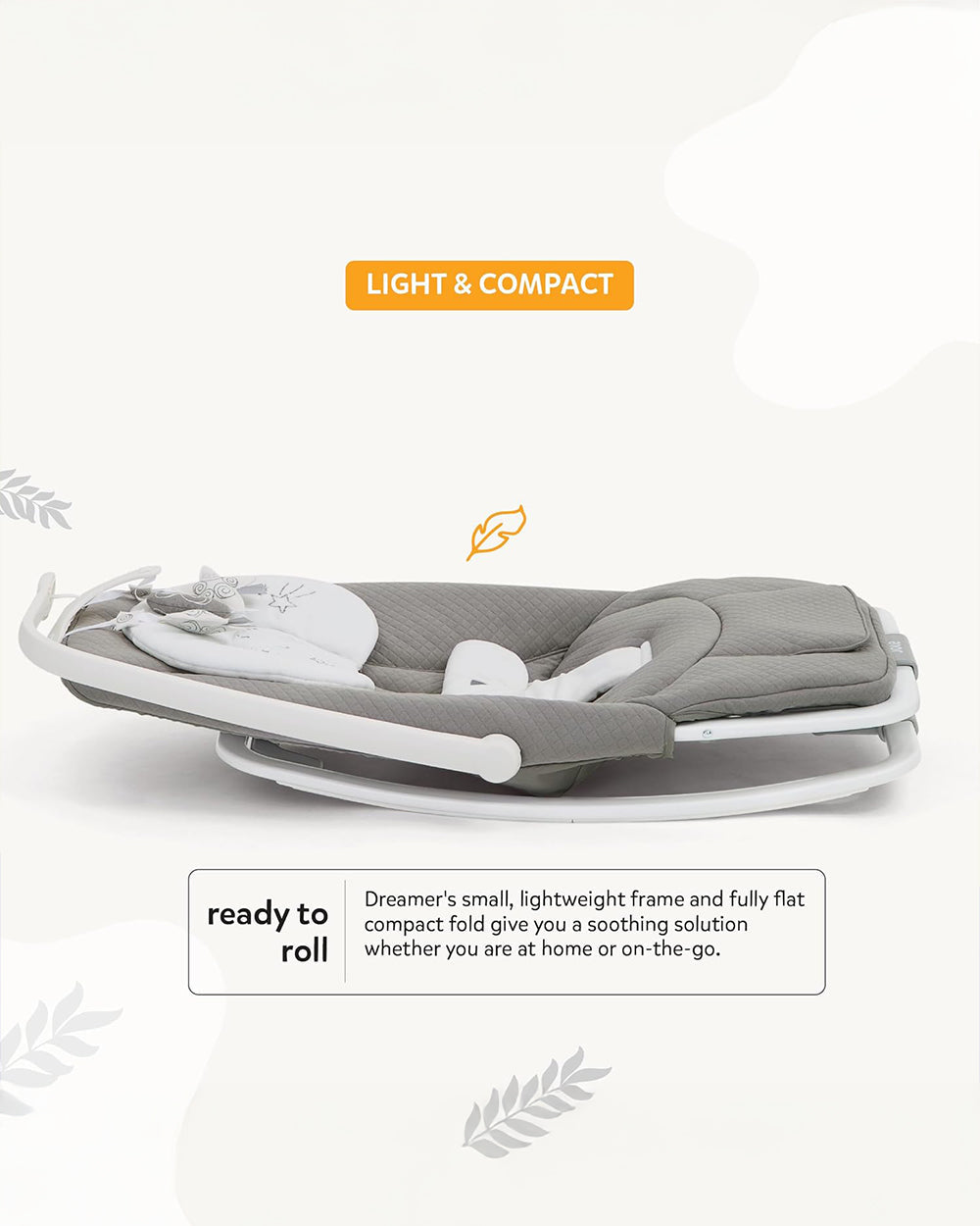 Joie Dreamer Rocker & Bouncer-3 Position Reclining Seat-2 Position Adjustable Leg Rest-With Removable & Rotating Toy Bar-2 Years Warranty-Upto 15 Kg-Arctic