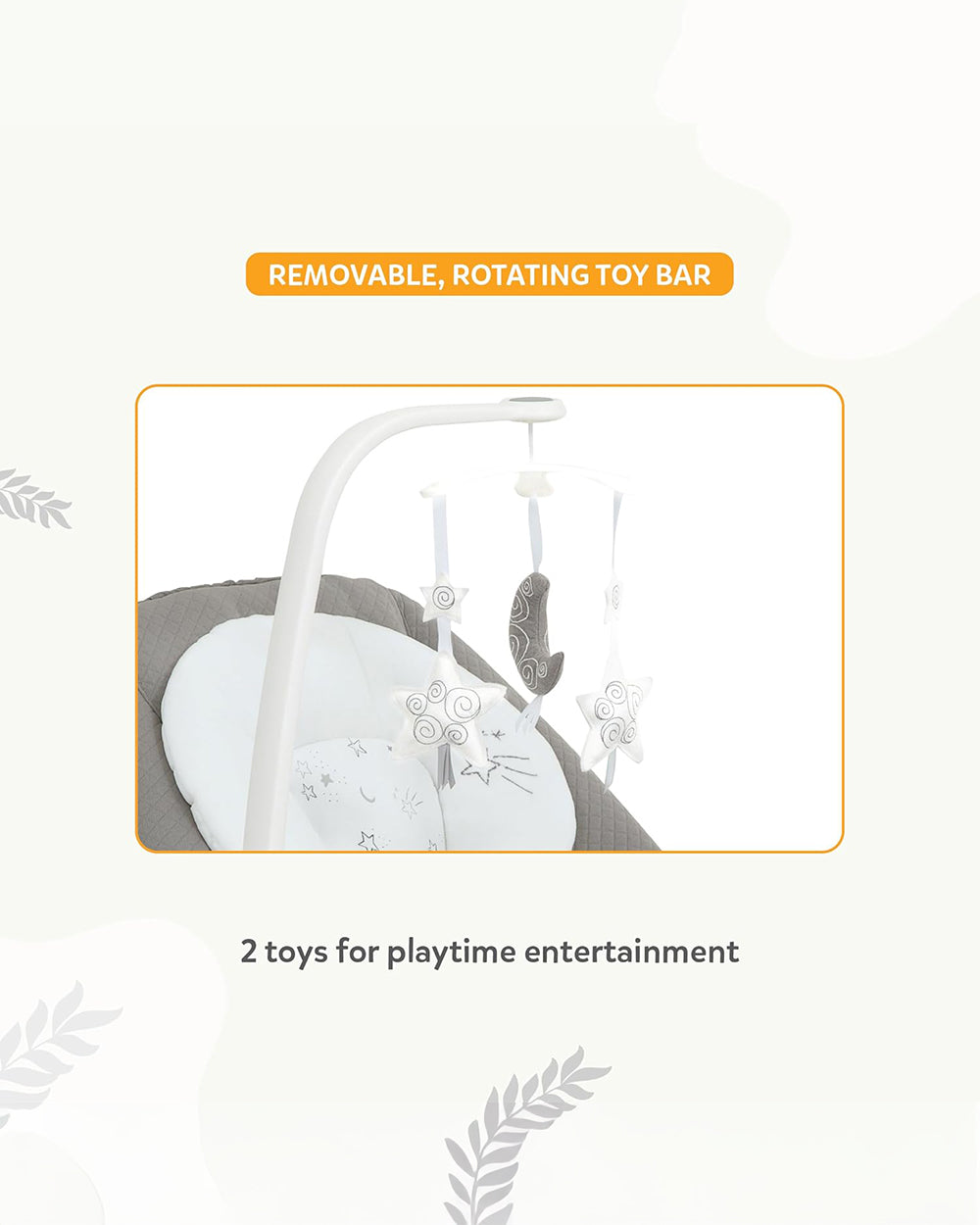 Joie Dreamer Rocker & Bouncer-3 Position Reclining Seat-2 Position Adjustable Leg Rest-With Removable & Rotating Toy Bar-2 Years Warranty-Upto 15 Kg-Ink