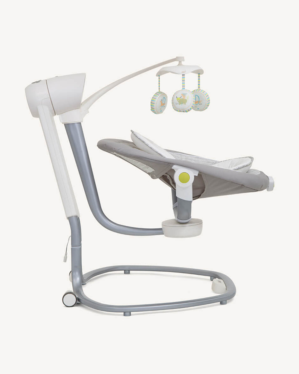 Joie Serina Swivel Baby Swing-3 Position Recline-6 Swing Speeds-With Toy Bar & 3 Plush Toys-2 Built In Wheels-For 0 to 9Kg-Nature's Alphabet