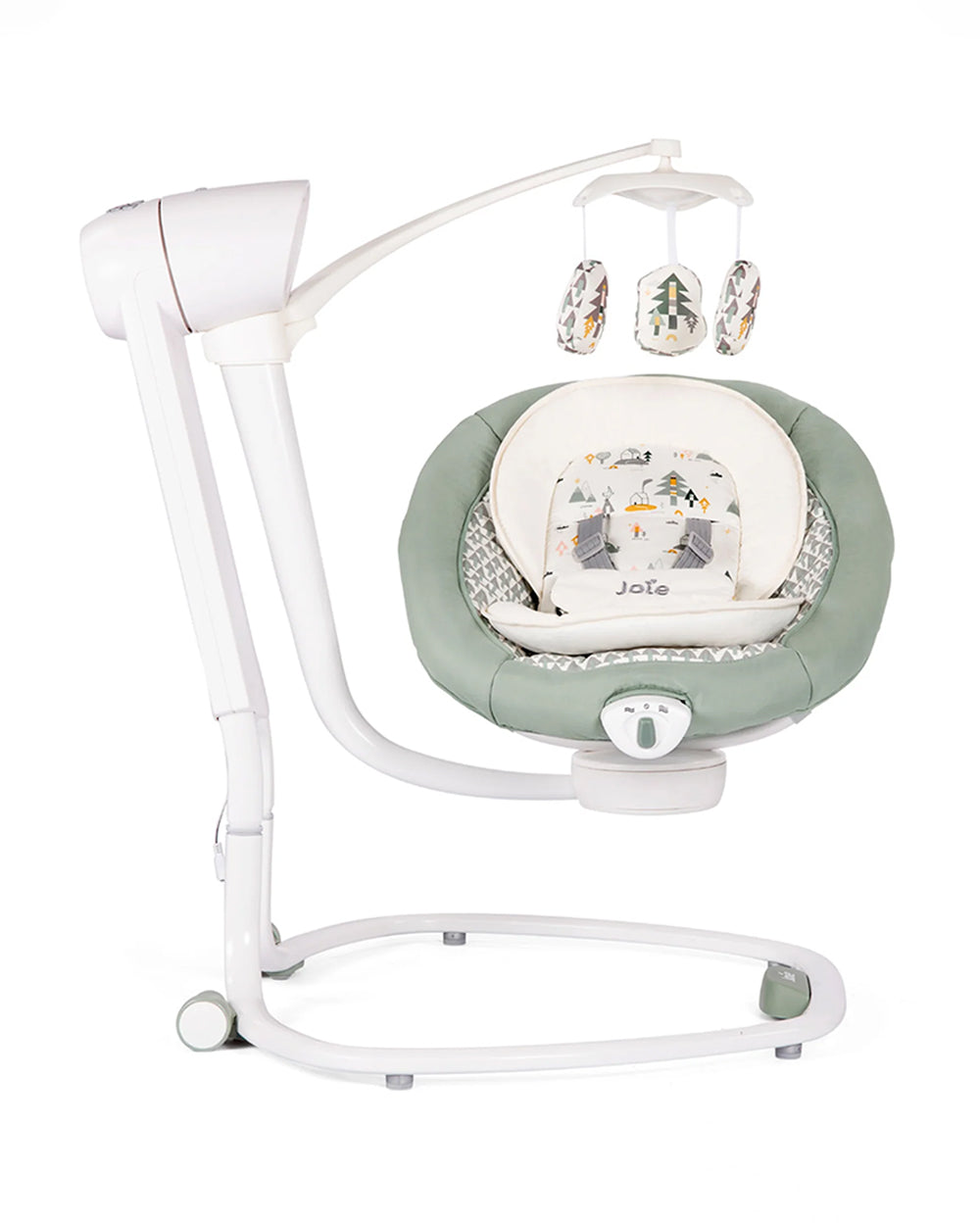 Joie Serina Swivel Baby Swing-3 Position Recline-6 Swing Speeds-With Toy Bar & 3 Plush Toys-2 Built In Wheels-For 0 to 9Kg-Wild Island