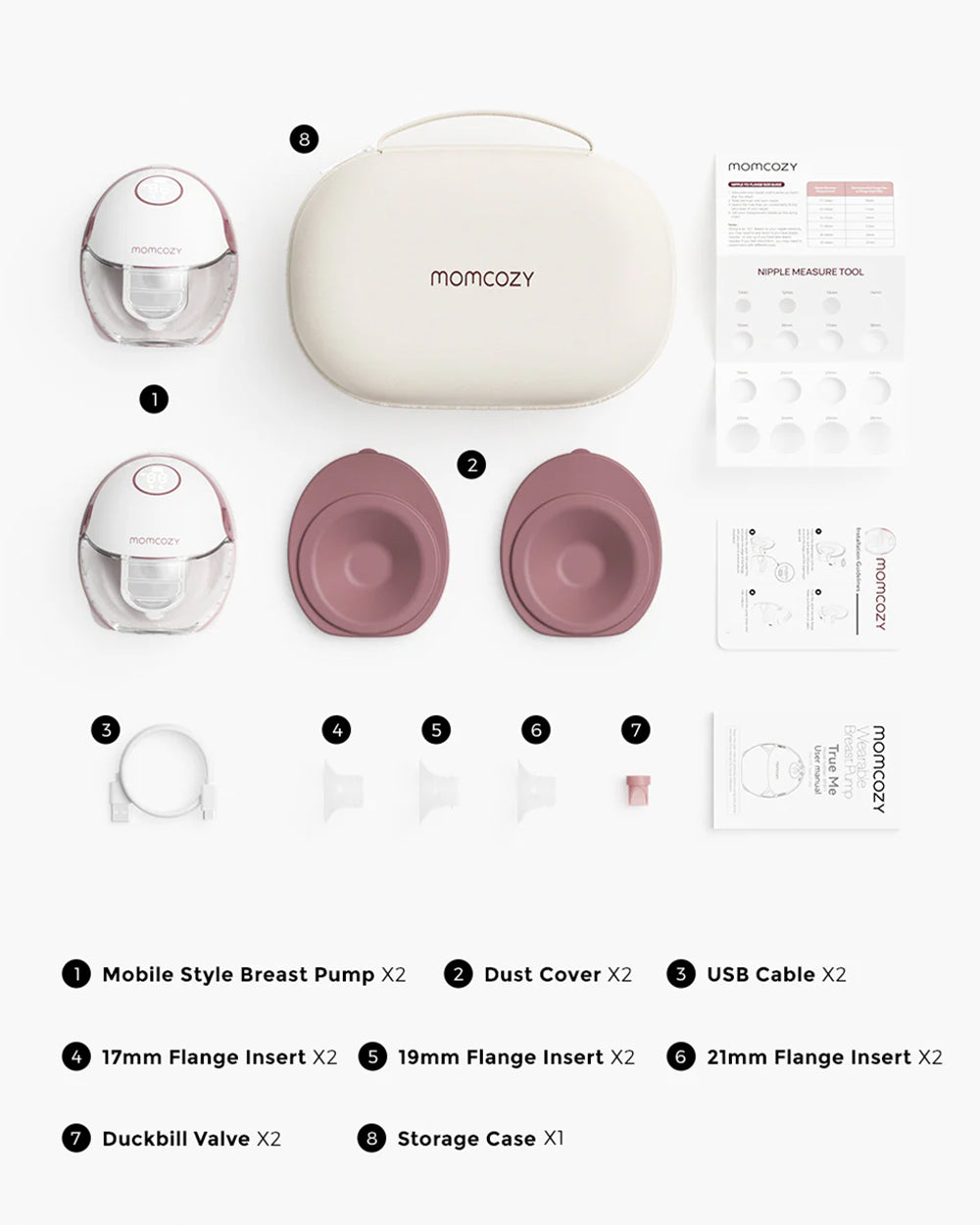 Momcozy M6 Wearable Electric Breast Pump-2nd-Gen Motor for Powerful Suction-3 Modes & 9 Levels-Flange Size-24mm-Red-Pack of 2