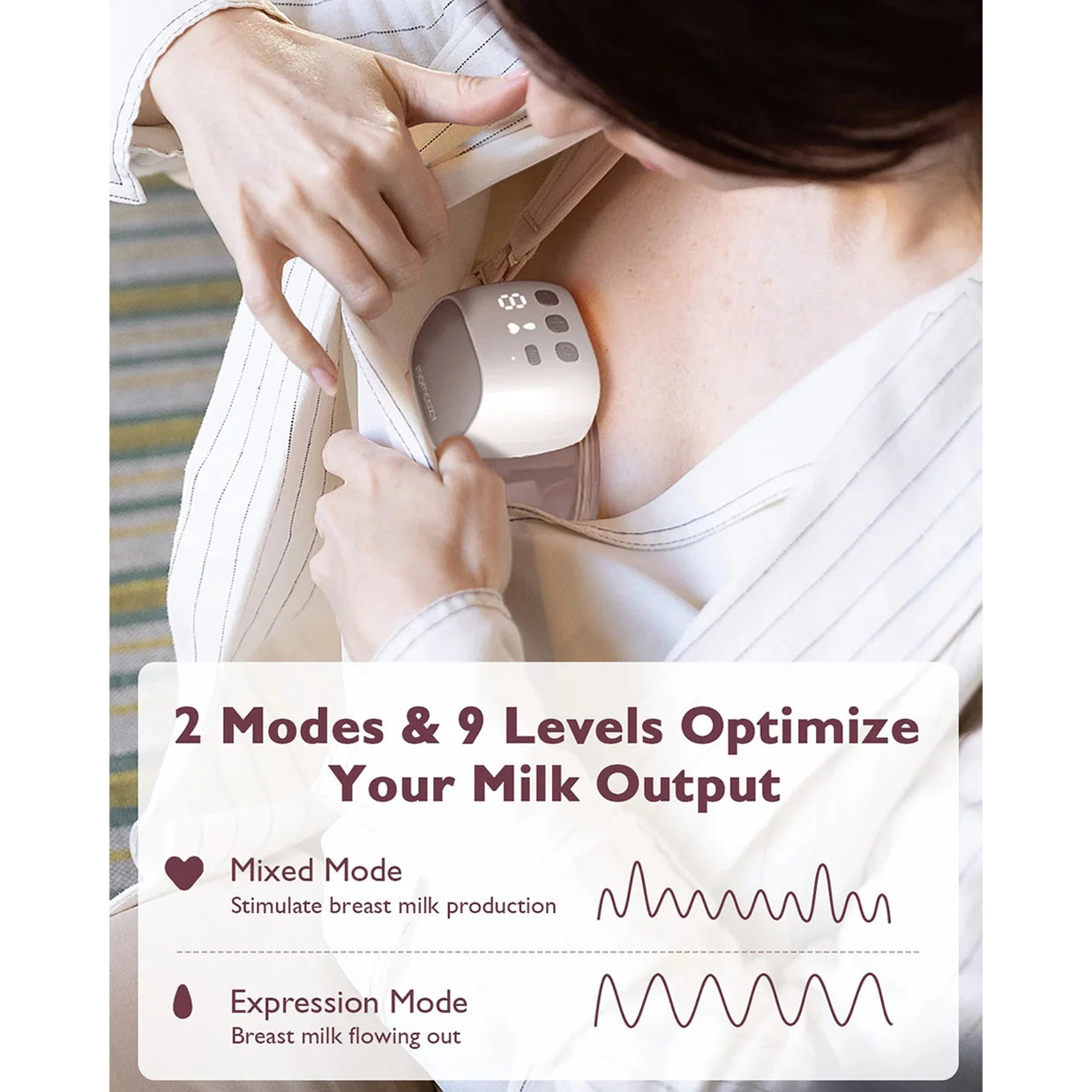 Momcozy S9 Pro Wearable Breast Pump-Portable, Silicone Material, With Long Battery Life-Flange Size 24mm-Hands free design with 2 modes and 9 Levels-LED Display-Quiet Motor-Grey-Pack of 2