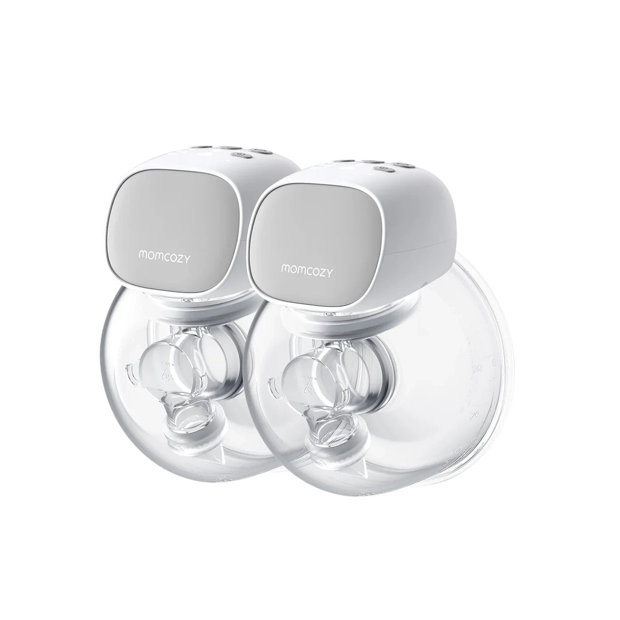 Momcozy S9 Pro Wearable Breast Pump-Portable, Silicone Material, With Long Battery Life-Flange Size 24mm-Hands free design with 2 modes and 9 Levels-LED Display-Quiet Motor-Grey-Pack of 2