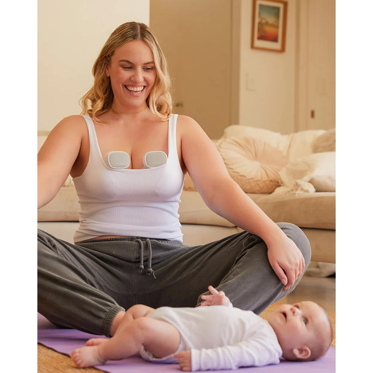 Momcozy S9 Pro Wearable Breast Pump-Portable, Silicone Material, With Long Battery Life-Flange Size 24mm-Hands free design with 2 modes and 9 Levels-LED Display-Quiet Motor-Grey-Pack of 2