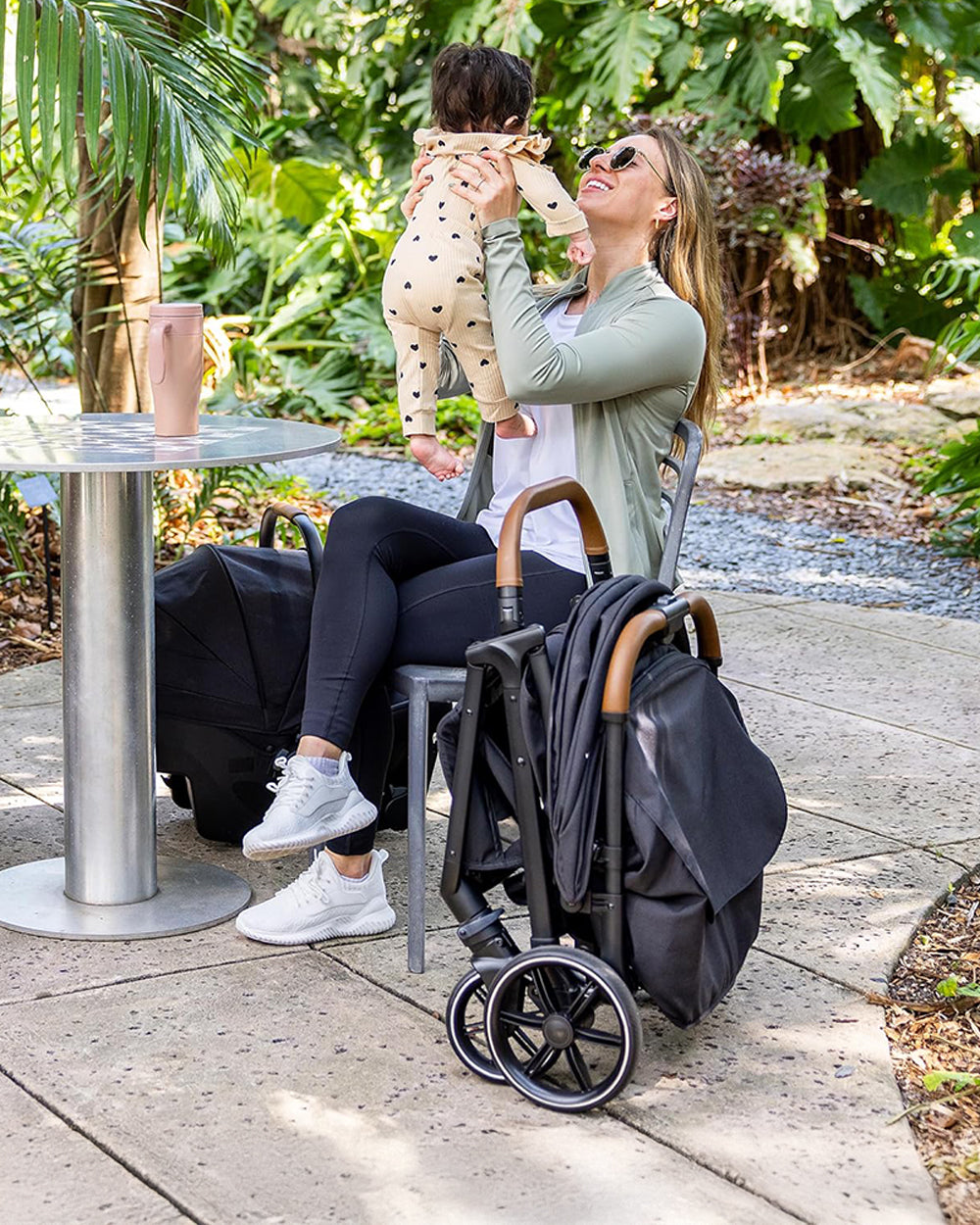 Joie Nutmeg Cabin Friendly Stroller-One Hand Fold-Near Flat Reclining Seat-Car Seat Compatible-2 Years Warranty-For 0 to 4Y (Upto 22 Kg)-Shale