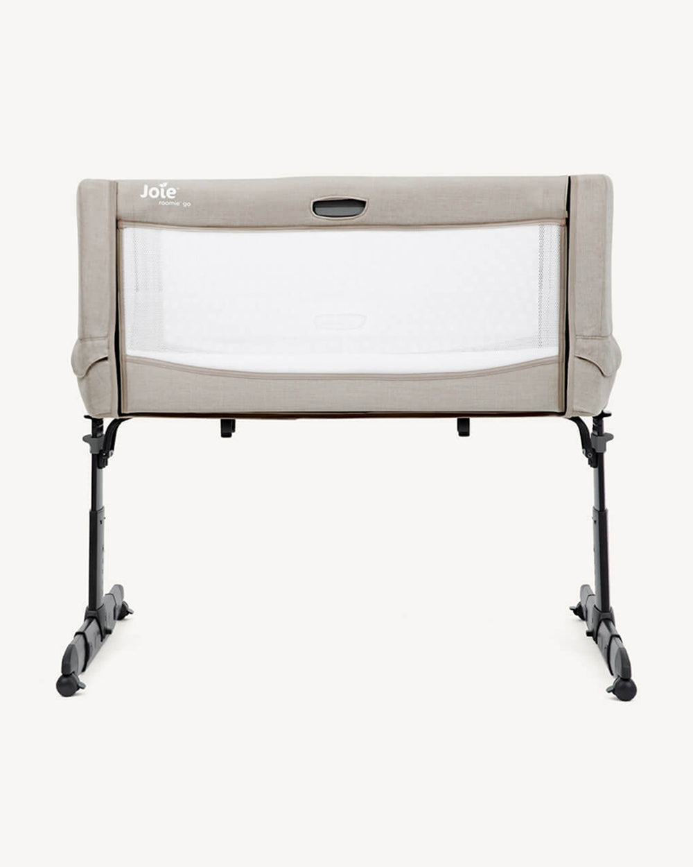 Joie Roomie Go Travel Bedside Crib-Compact Fold-With Both Side Mesh Windows & Removable Mattress-5 Height Adjustments-With 4 Lockable Wheels-For Infants-Upto 9 Kg-Clay