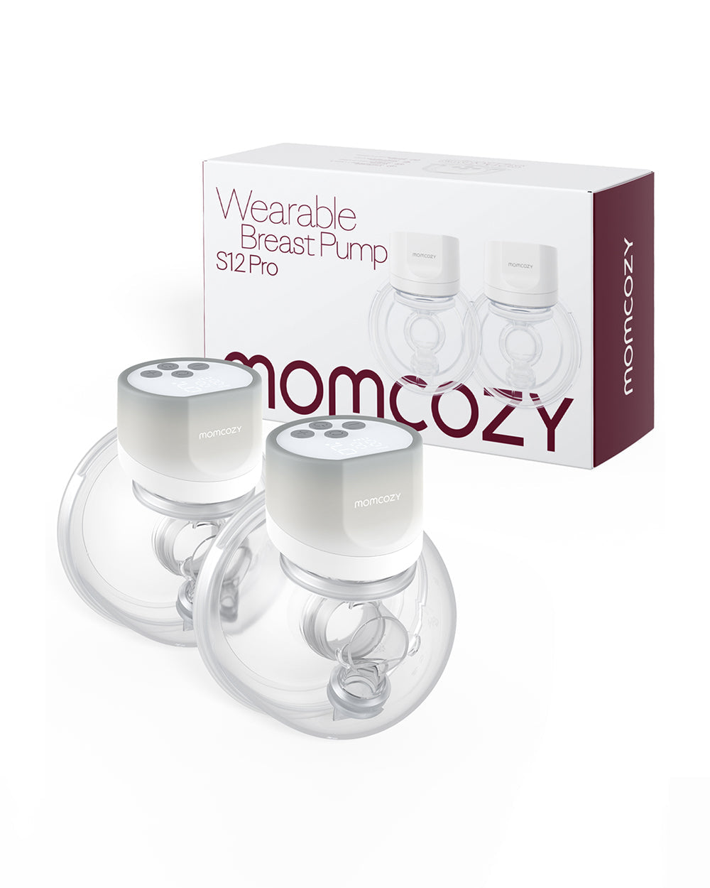 Momcozy S12 Pro Wearable 3 Modes & 9 Levels Electric Breast Pump-For Easy Pumping-Portable with soft double sealed flange-24mm-Smart Display-Pack of 2-Cozy Grey