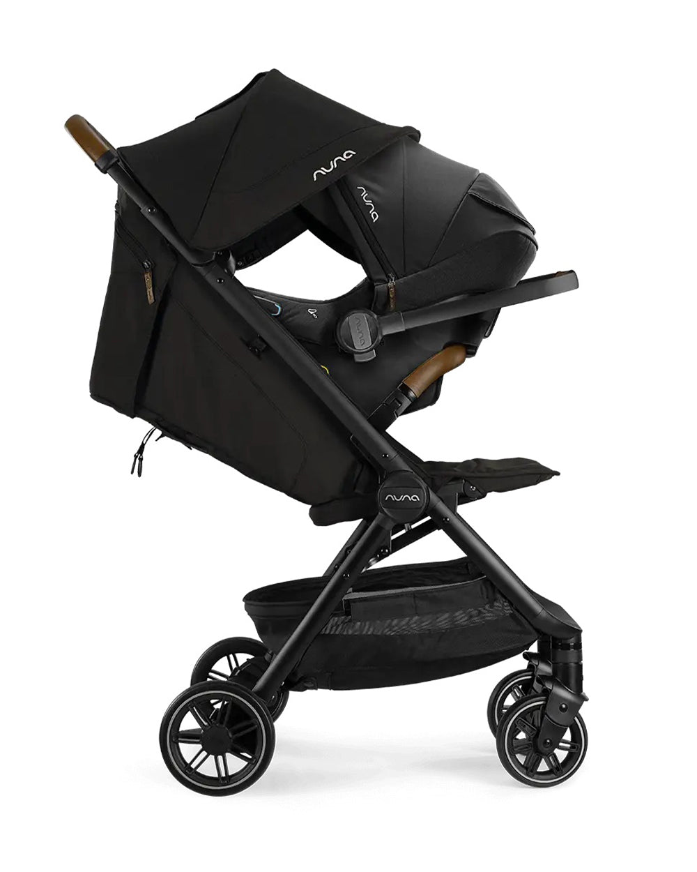 Nuna TRVL Cabin Friendly Baby Stroller-With Cup Holder-One Touch Fold-Compact Size-Pram for 0M+ (Upto 22Kg)-Caviar