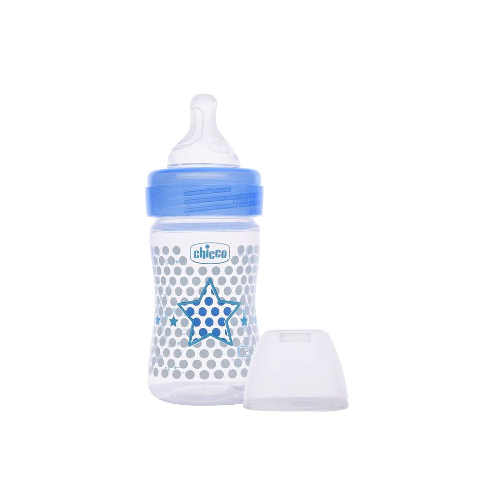 Chicco Well Being Feeding Bottle-Anti Colic-Slow Flow-150 ml-Blue-0M+
