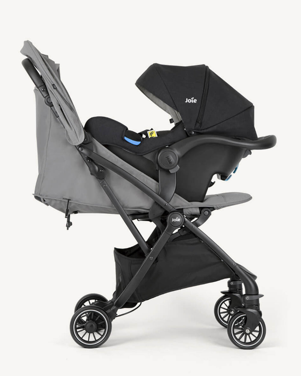 Joie Tourist Lightweight Baby Stroller & Gemm Car Seat Travel System-Stroller Features (Adjustable Handle Height, One Hand Fold, Upto 15 Kg)-Car Seat Features (Airline Certified, Side Impact Protection, Upto 13 Kg)-Pebble