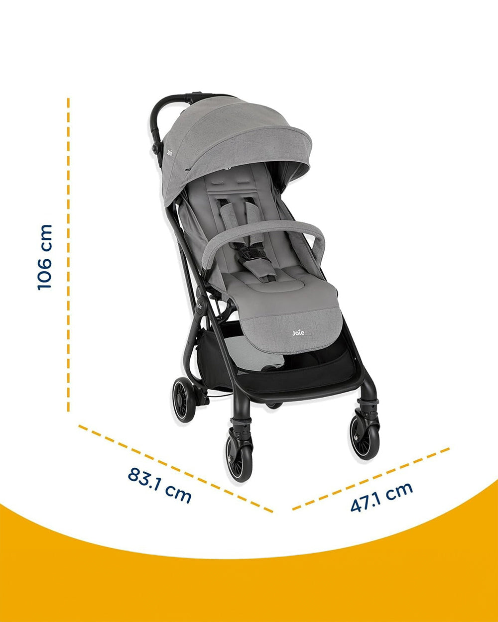 Joie Tourist Lightweight Baby Stroller & Gemm Car Seat Travel System-Stroller Features (Adjustable Handle Height, One Hand Fold, Upto 15 Kg)-Car Seat Features (Airline Certified, Side Impact Protection, Upto 13 Kg)-Pebble