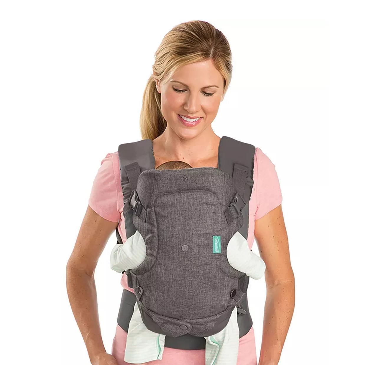 Infantino Flip 4-in-1 Convertible Baby Carrier-With 4 Carrying Positions-Head Support For Extra Comfort-Adjustable Waist Belt-For 0 to 3Y ( 3.5 to 14 Kg)-Grey