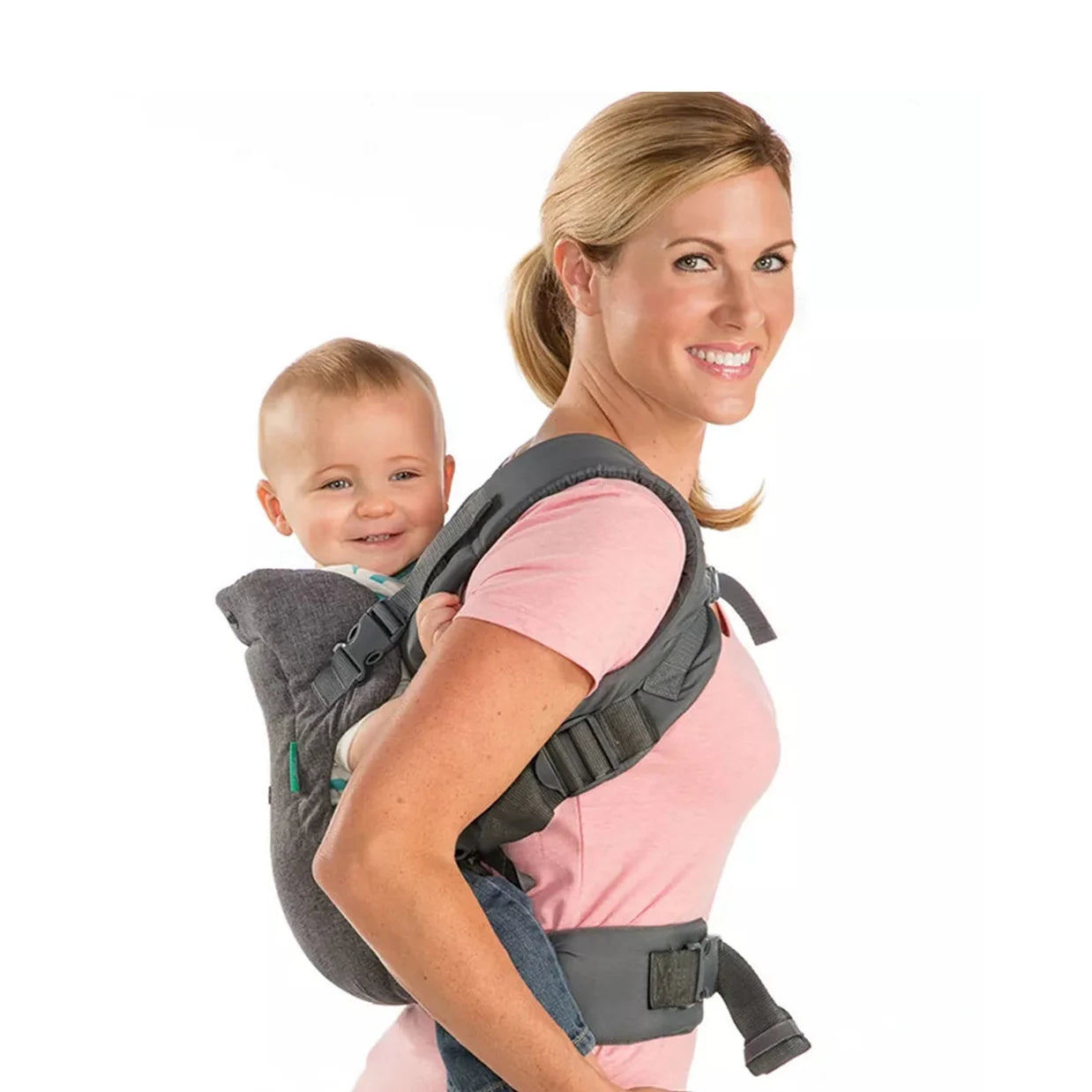 Infantino Flip 4-in-1 Convertible Baby Carrier-With 4 Carrying Positions-Head Support For Extra Comfort-Adjustable Waist Belt-For 0 to 3Y ( 3.5 to 14 Kg)-Grey
