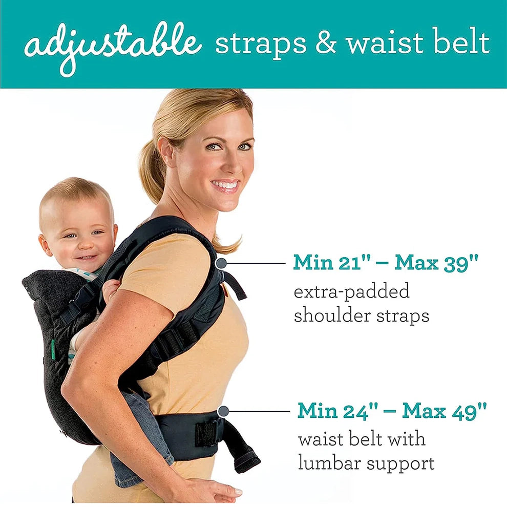 Infantino Flip 4-in-1 Convertible Baby Carrier-With 4 Carrying Positions-Head Support For Extra Comfort-Adjustable Waist Belt-For 0 to 3Y ( 3.5 to 14 Kg)-Grey