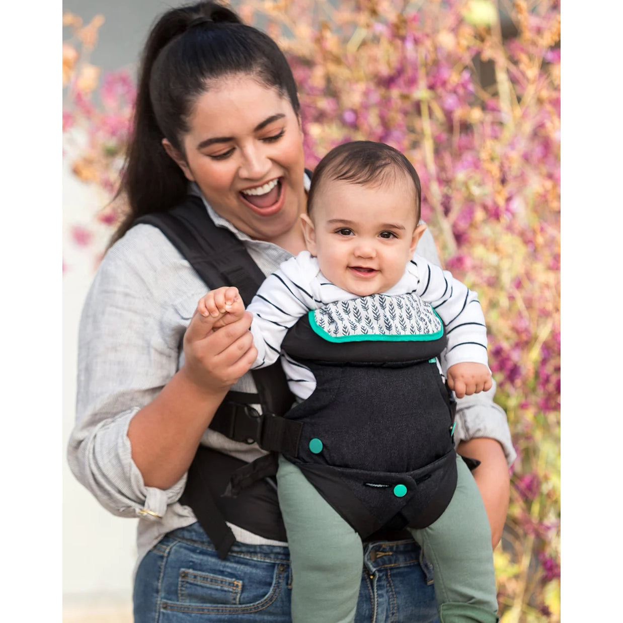 Infantino Flip 4-in-1 Convertible Baby Carrier-With 4 Carrying Positions-Head Support For Extra Comfort-Adjustable Waist Belt-For 0 to 3Y ( 3.5 to 14 Kg)-Grey