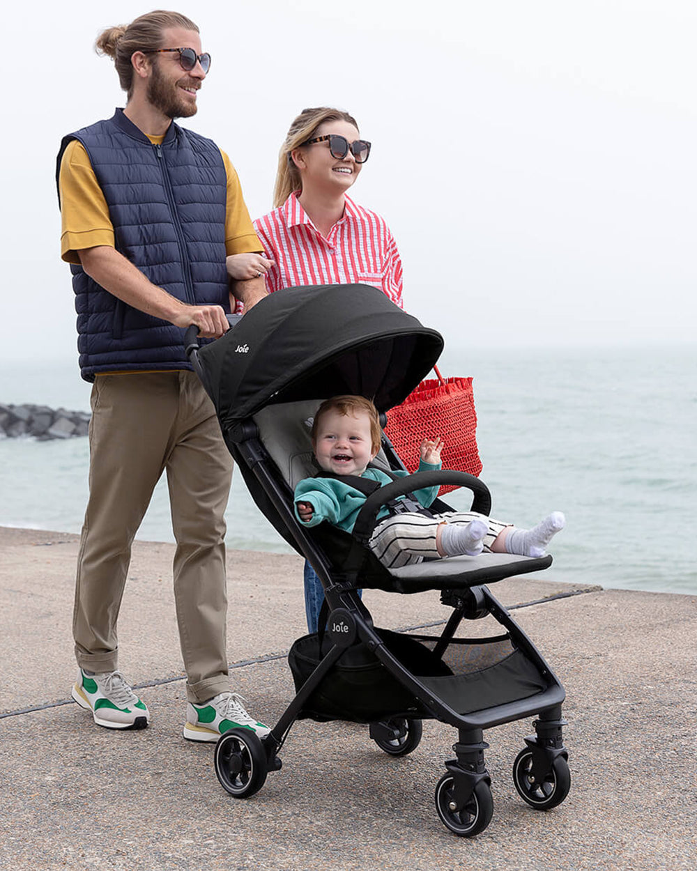 Joie Pact Lightweight Baby Stroller & Gemm Car Seat Travel System-Stroller Features (One Hand Fold, Flat Reclining Seat, Upto 15 Kg)-Car Seat Features (Airline Certified, Side Impact Protection, Upto 13 Kg)-Ember & Shale