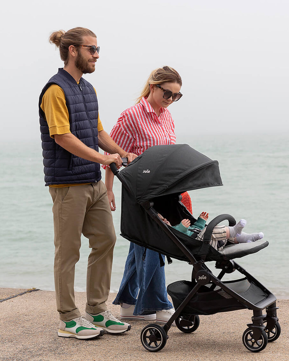 Joie Pact Lightweight Baby Stroller & Gemm Car Seat Travel System-Stroller Features (One Hand Fold, Flat Reclining Seat, Upto 15 Kg)-Car Seat Features (Airline Certified, Side Impact Protection, Upto 13 Kg)-Ember & Shale