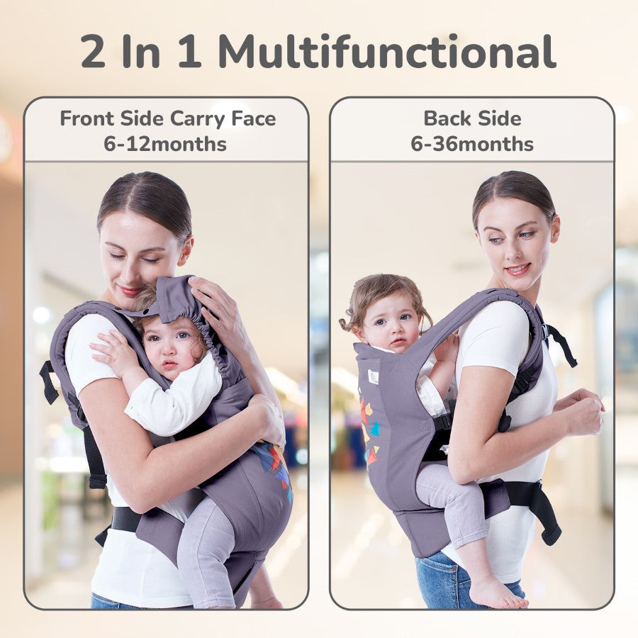 R for Rabbit Hug Me Elite Baby Carrier Front & Back Carrier Position, Soft Linen Fabric, Wide Strap With Cap & Mobile Pocket