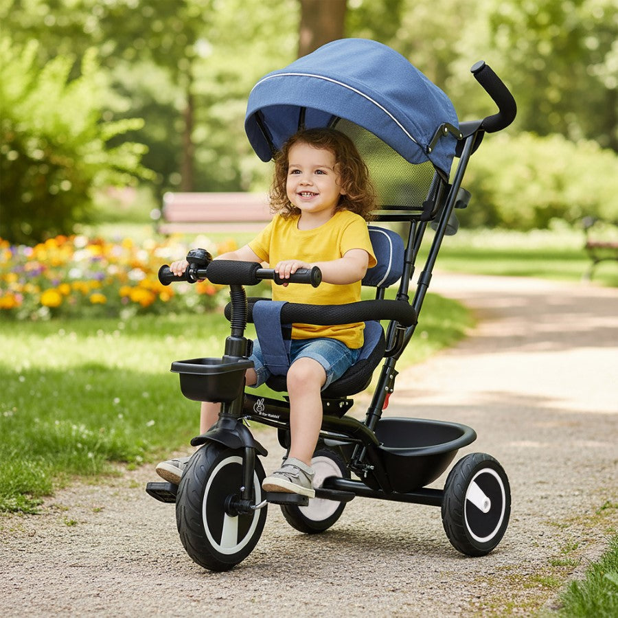 R for Rabbit Tiny Toes R40 Plus Baby Tricycle with Canopy, Footrests, Plug-N-Play Wheels & Adjustable Parent Handle (Up to 25 kg)