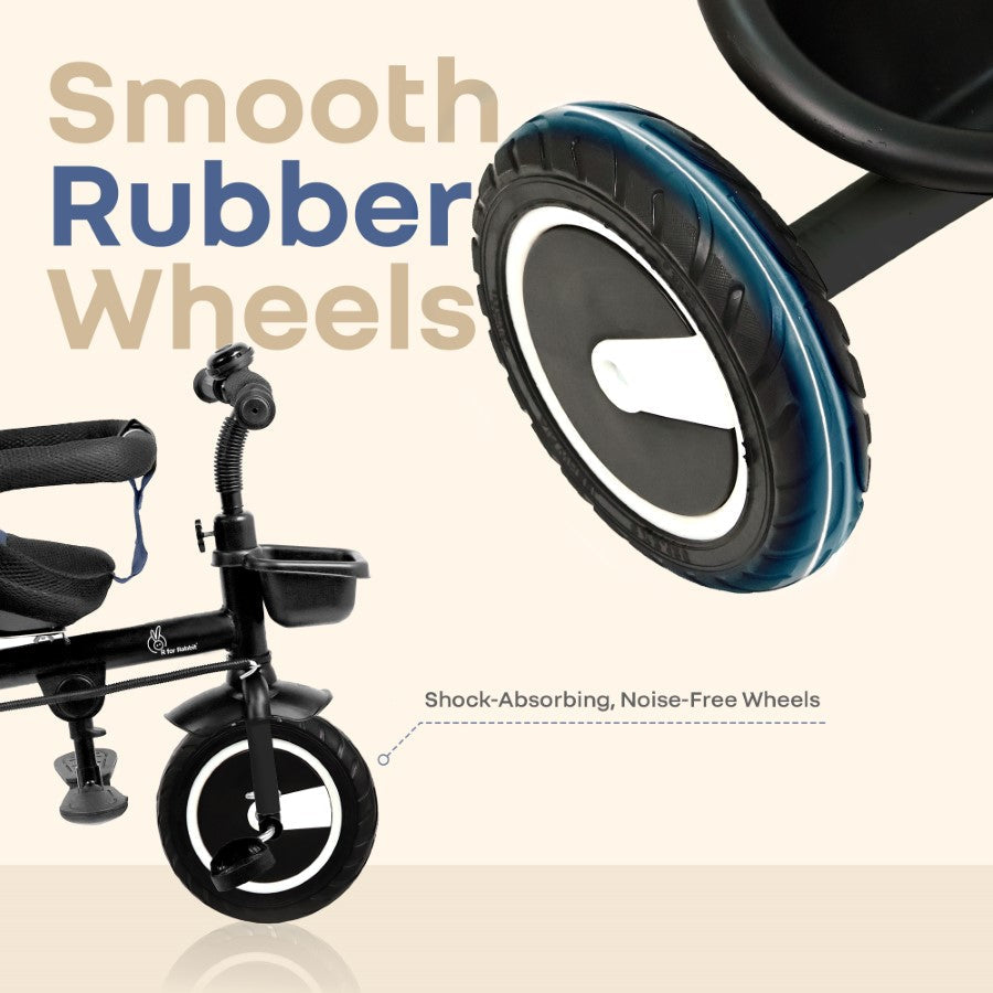 R for Rabbit Tiny Toes R40 Plus Baby Tricycle with Canopy, Footrests, Plug-N-Play Wheels & Adjustable Parent Handle (Up to 25 kg)