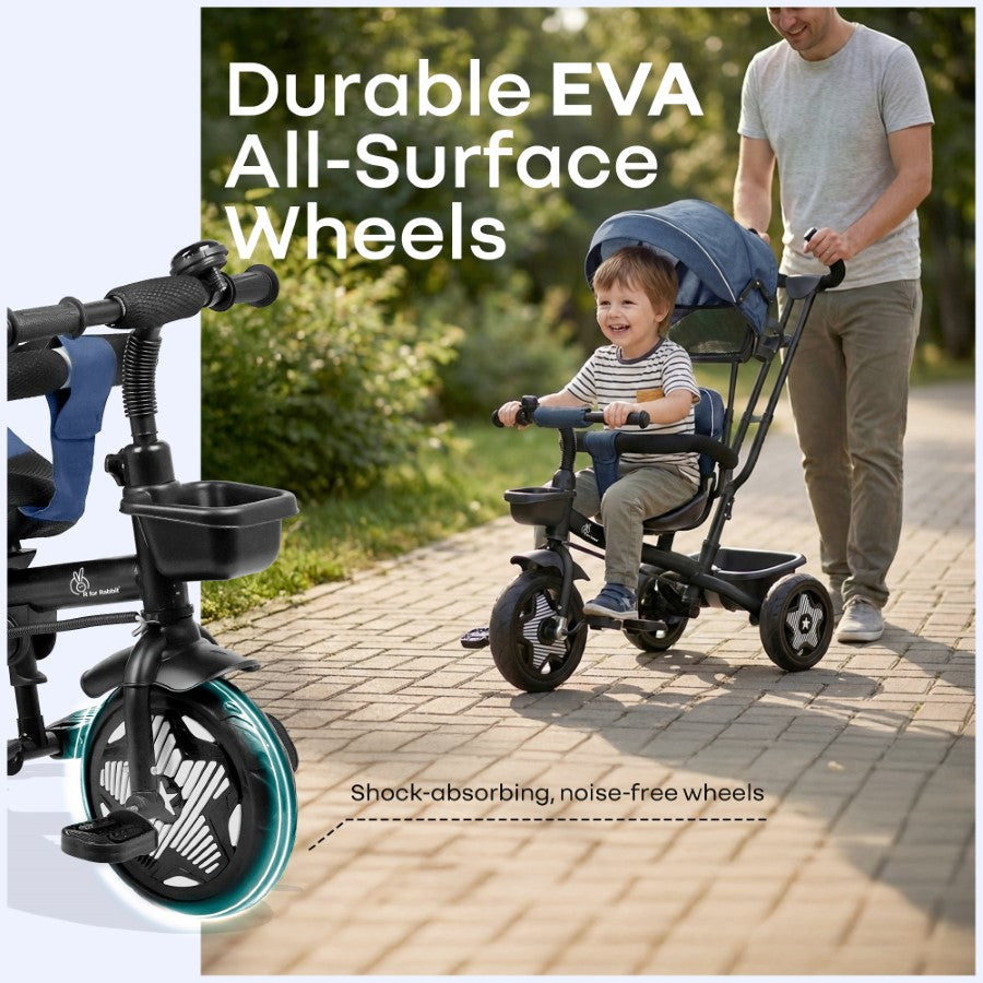 R for Rabbit Tiny Toes R40 Ace 360° Rotatable Seat Baby Tricycle with Parent Control Handle, Adjustable Canopy & EVA Wheels (2–5 Years)