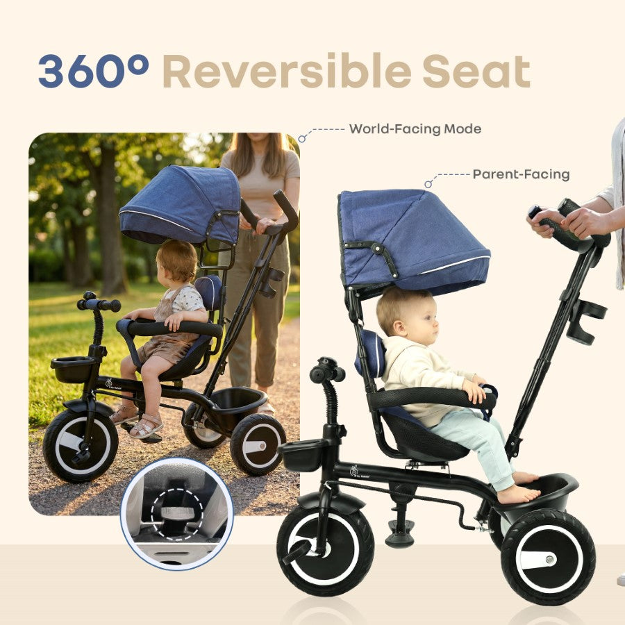 R for Rabbit Tiny Toes R40 Plus Baby Tricycle with Canopy, Footrests, Plug-N-Play Wheels & Adjustable Parent Handle (Up to 25 kg)