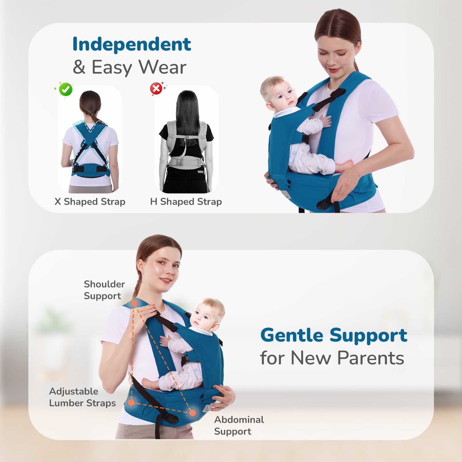 R for Rabbit Upsy Daisy Cozy Ergonomic 5-in-1 Hip Sit Baby Carrier for All-Day Comfort