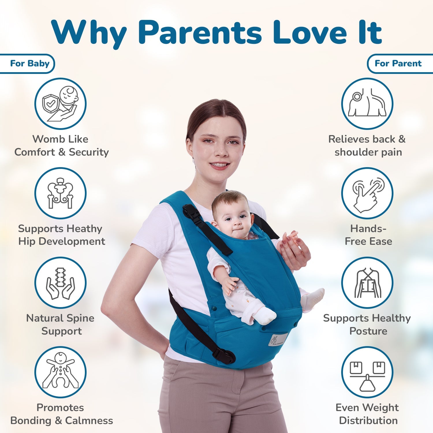 R for Rabbit Upsy Daisy Cozy Ergonomic 5-in-1 Hip Sit Baby Carrier for All-Day Comfort