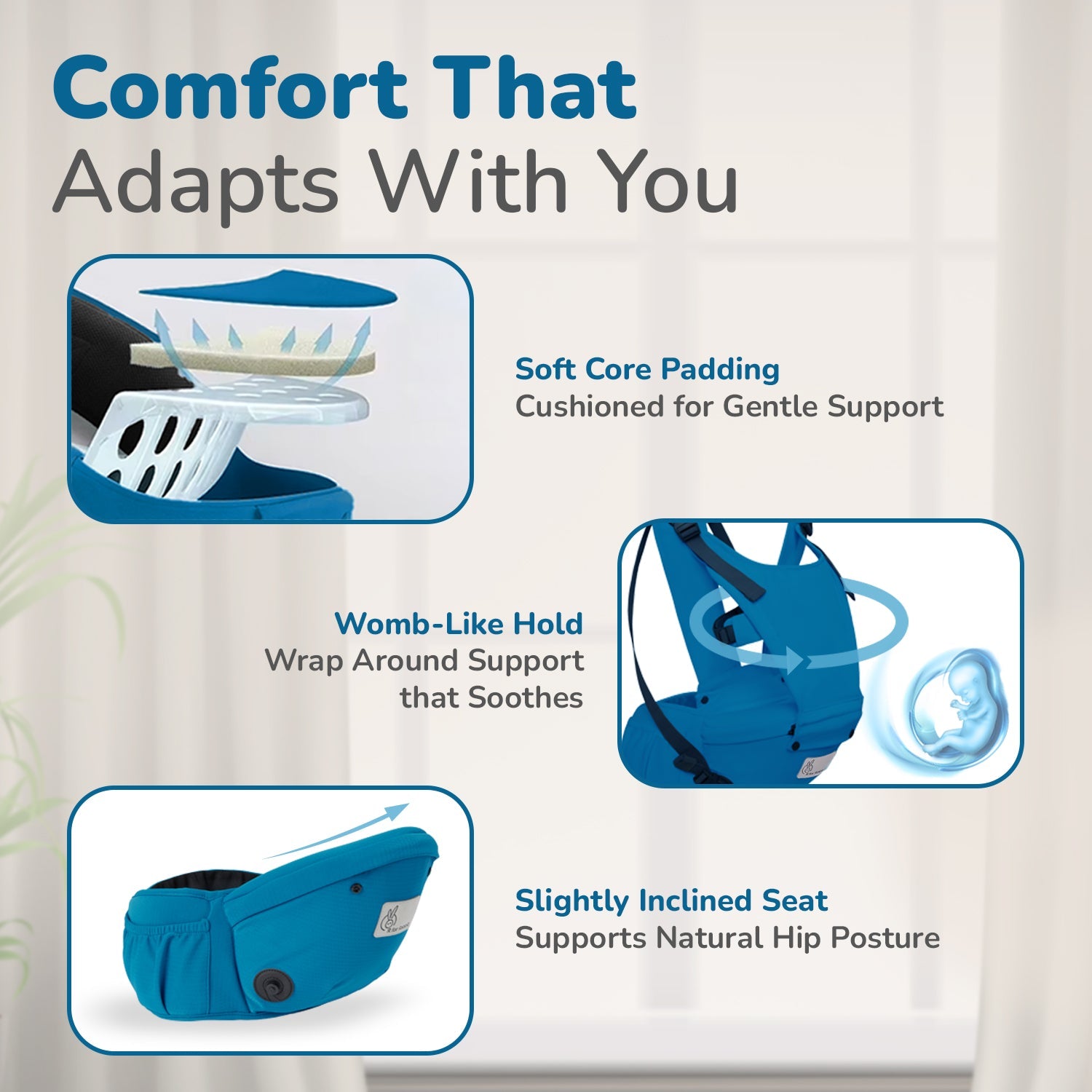 R for Rabbit Upsy Daisy Cozy Ergonomic 5-in-1 Hip Sit Baby Carrier for All-Day Comfort