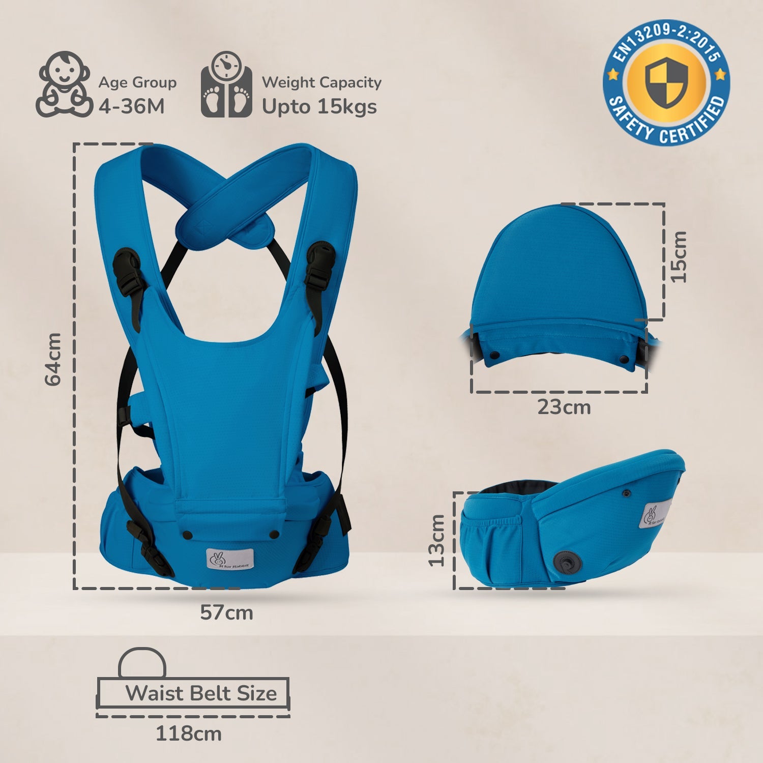 R for Rabbit Upsy Daisy Cozy Ergonomic 5-in-1 Hip Sit Baby Carrier for All-Day Comfort