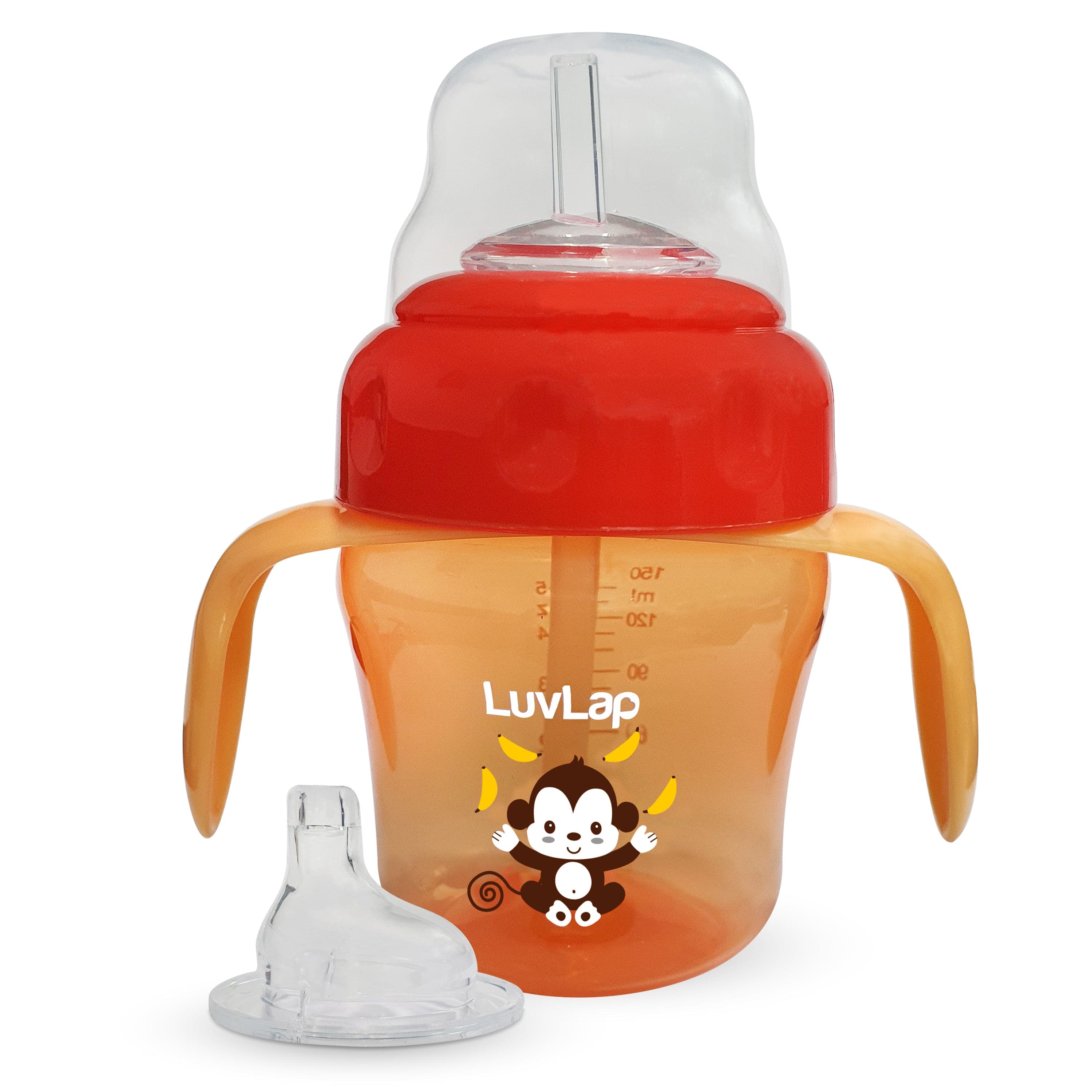 LuvLap Banana Time 2-in-1 Straw & Spout Cup, 150ml Orange