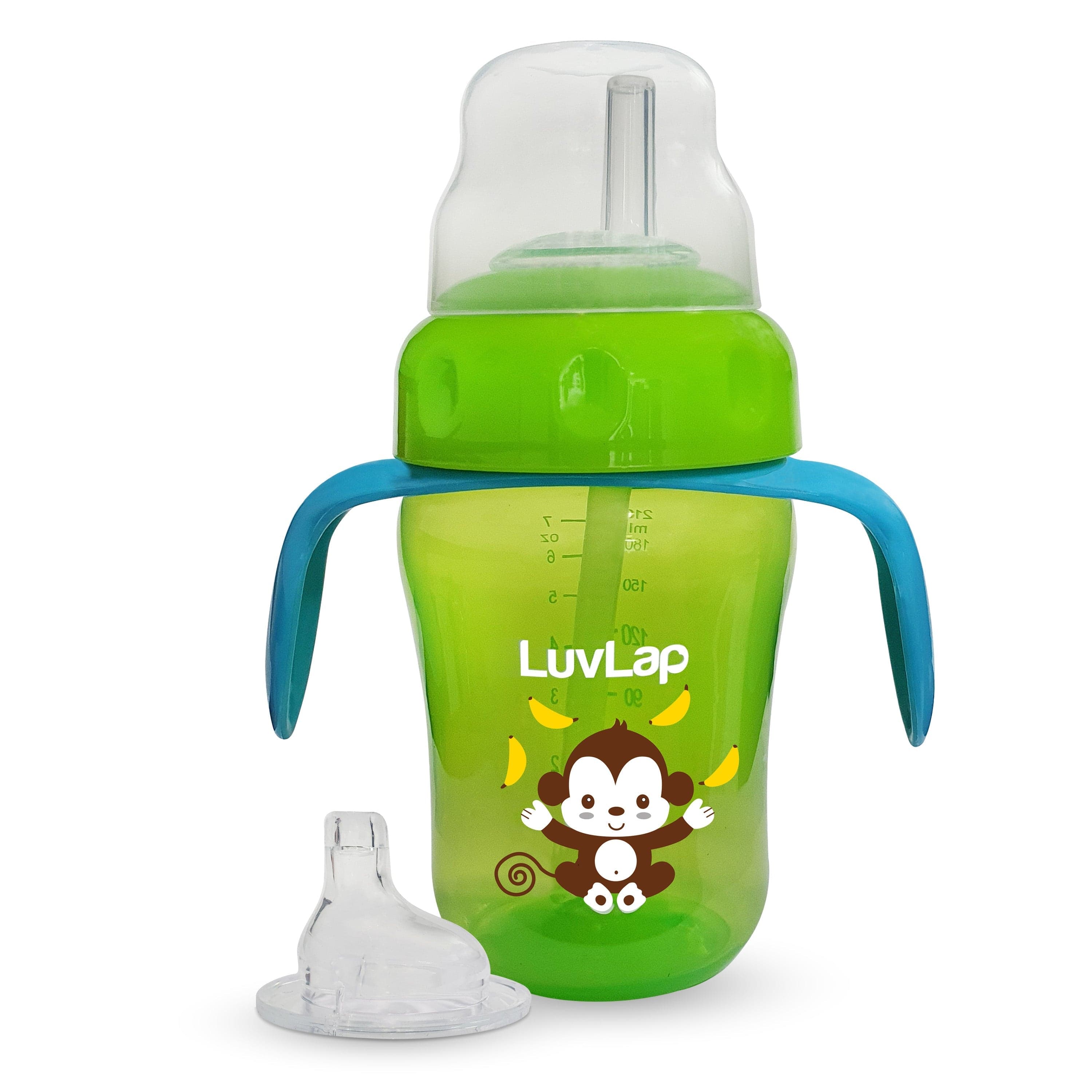 LuvLap Banana Time 2-In-1 Straw & Spout Cup, 210Ml Green