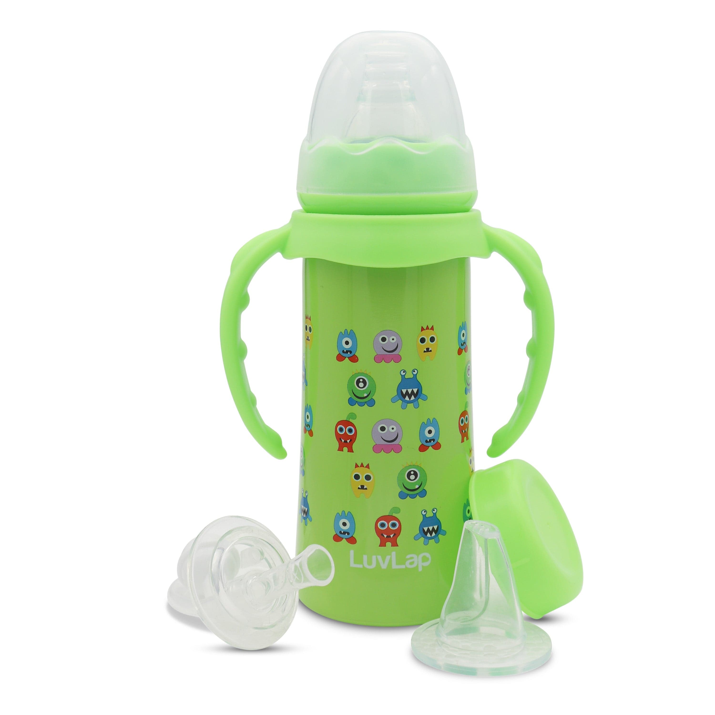 LuvLap 4 in 1 Slim Neck Steel Baby bottle cum Sipper, Green, 240 ml